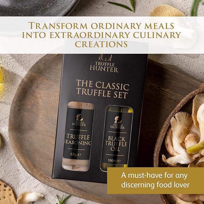 TruffleHunter - Truffle Set - Truffle Seasoning &amp Black Truffle Oil Gourmet Food Condiments