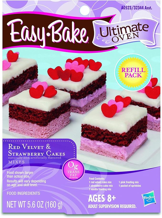 InterC Set of 3 Easy-Bake Oven Mix Refills one Each: Party Pretzel Dippers Red Velvet and Strawberry Cakes Chocolate Chip and Sugar Cookies