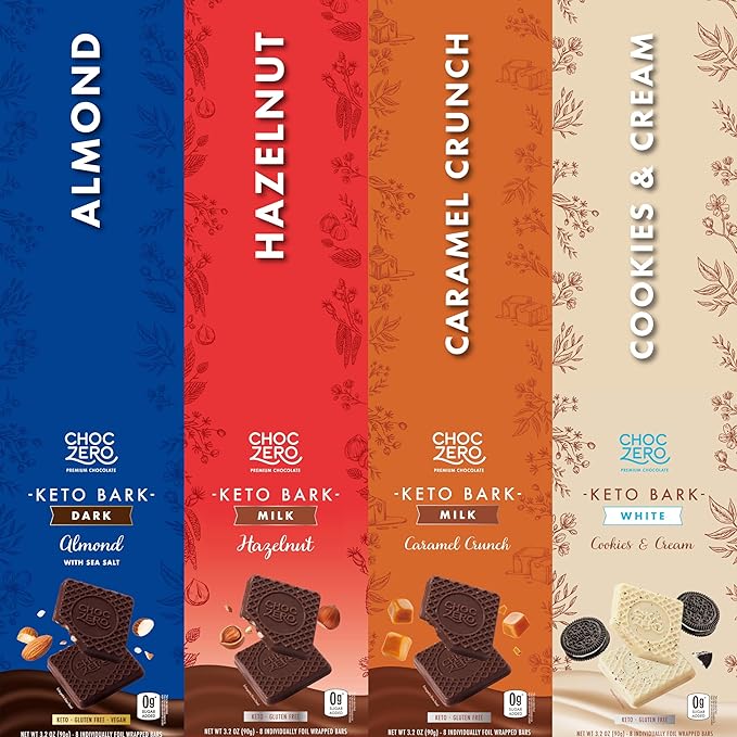 ChocZero Keto Bark Dark Chocolate Almonds with Sea Salt Sugar Free Low Carb No Sugar Alcohols No Artificial Sweeteners All Natural Non-GMO 6 Ounce (Pack of 2)