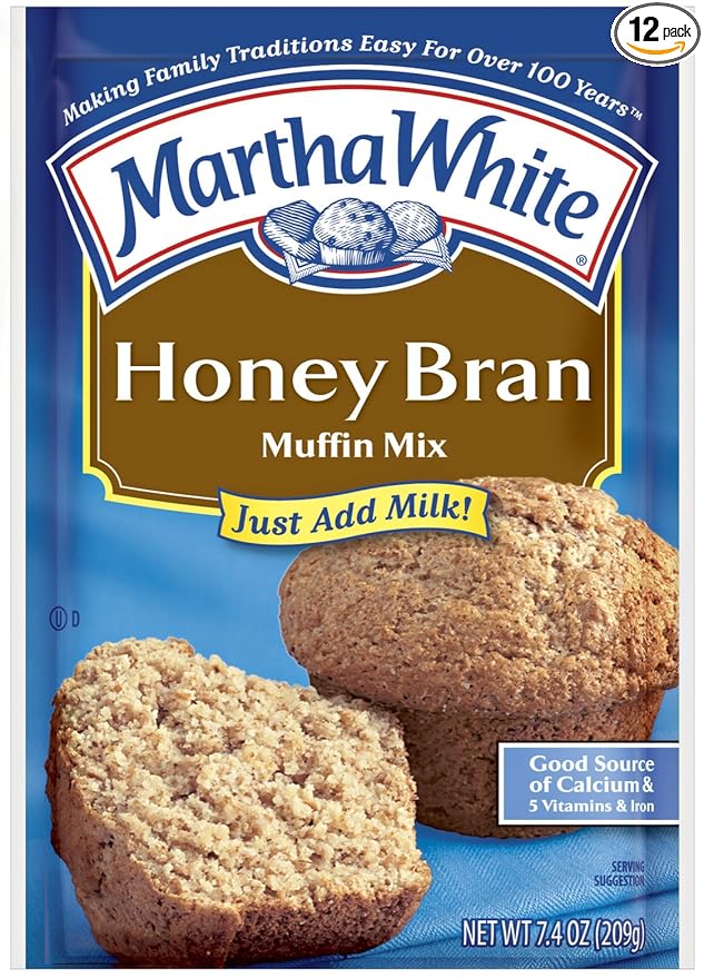 Martha White Muffin Mix Honey Bran 7.4-Ounce Packages (Pack of 12)