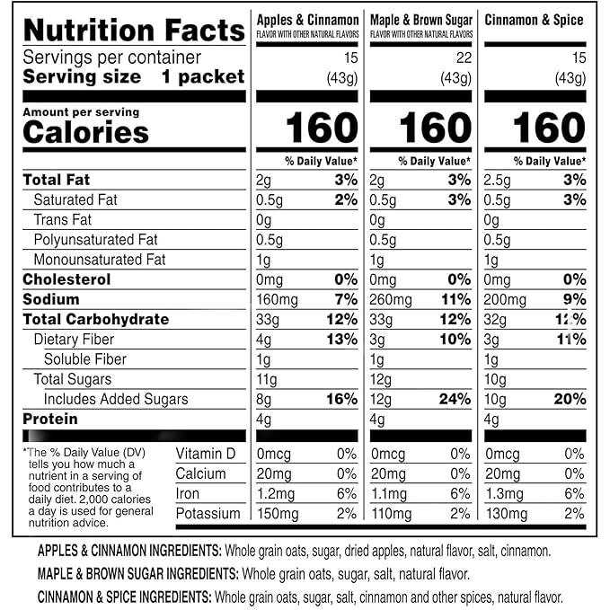 Instant Oatmeal Variety Pack 1.51 Ounces 52 Count (1 pack)