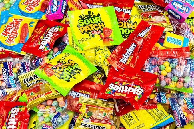 Bomber 8 lb Bulk Candy Box - Fun Size Candies Individually Wrapped Treats &amp Snacks Bulk Candy Mix for Trick-or-Treat Gifts for Adults &amp Kids (Assorted)