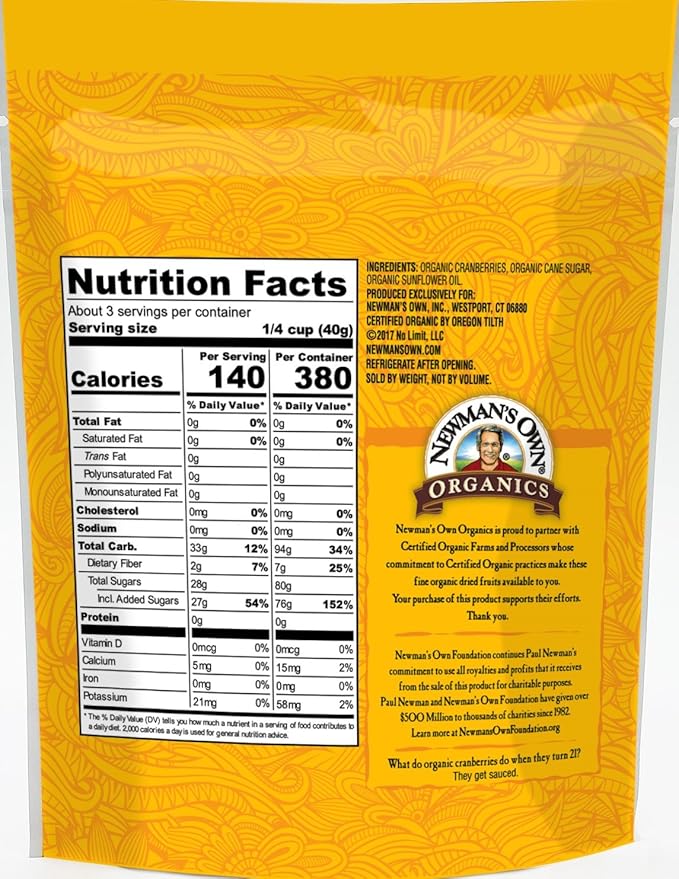 Newman's Own Organics Dried Cranberries 4-Ounce Pouches (Pack of 6)