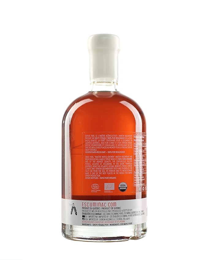 Escuminac Canadian Maple Syrup – 16.9 Fl Oz Glass Bottle Gift-Ready Box | Extra Rare Amber Rich Taste | 100% Pure &amp Organic | Gourmet Gift from Quebec Canada