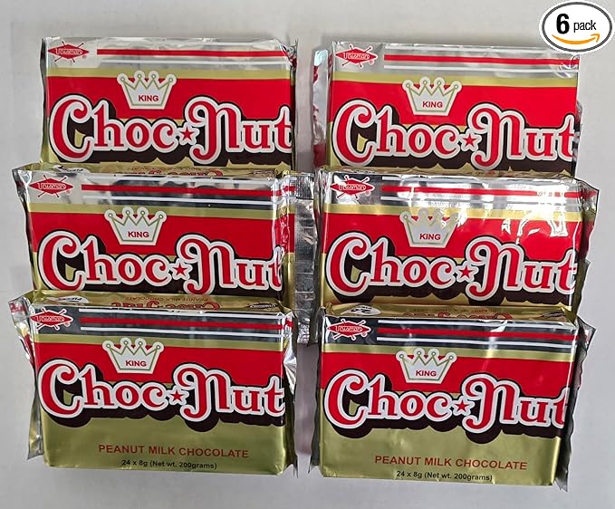 Unisman King Choc Nut Peanut Milk Chocolate Bars 24 Count 200g Pack of 6