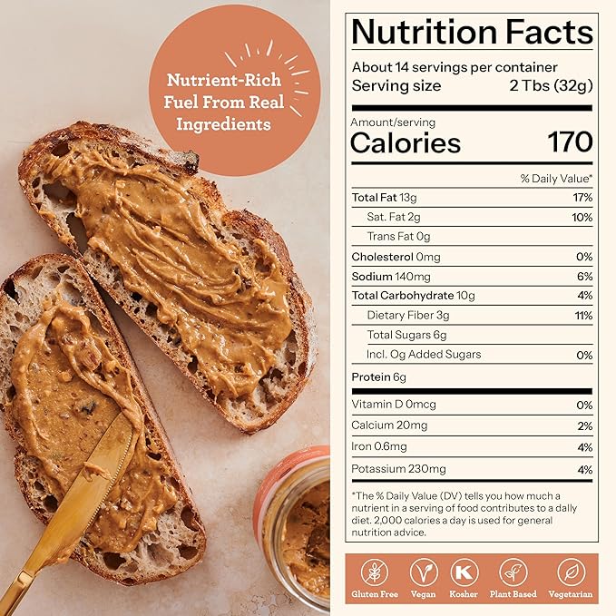 French Squirrel Peanut Beurre - Gluten-Free Nutrient-rich Fresh Peanut Butter - Vegan PeanutButter w/Dates Cinnamon Sea Salt - Crunchy Peanutbutter for Toasts Oatmeal Porridge &amp More (2 Pack)