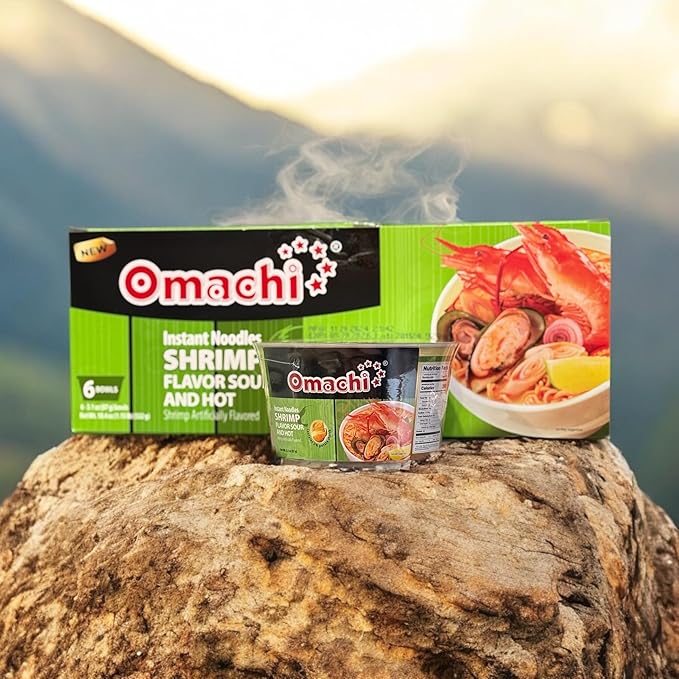 Asia Style Instant Noodles (2 CASE SET OMACHI SHRIMP SOUR AND HOT NOODLES)