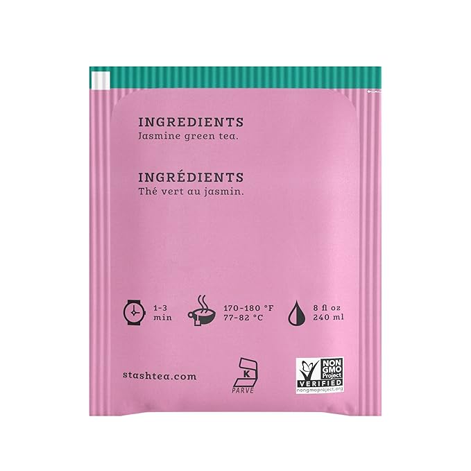 Stash Tea Jasmine Blossom Green Tea - Caffeinated Non-GMO Project Verified Premium Tea with No Artificial Ingredients 30 Count (Pack of 6) - 180 Bags Total