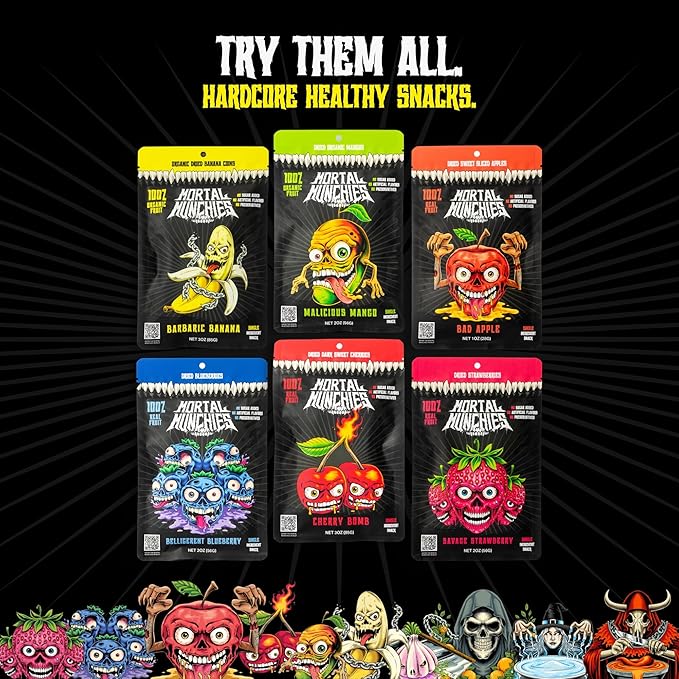 Mortal Munchies - Dried Fruit (6 Pack 3 Oz) Real Fruit Snack Sweet and Chewy Rich in Potassium Fat-Free On-the-Go Snacks Healthy Snack for Adults Non-GMO No Added Sugar (Banana)