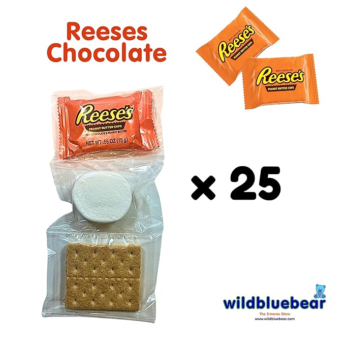 WBB | SMORES KIT STRIP | Individually packaged set : Graham Crackers Marshmallow Chocolate | Make delicious smores (25 sets) (25 units Peanut Butter)