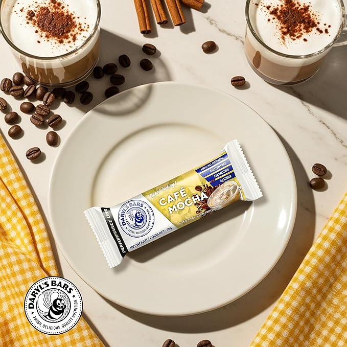 Daryl's Bars Café Mocha On the Go Whey Protein Bars Gluten Free 22gr of Protein Snack Meal Replacement Pack of 1