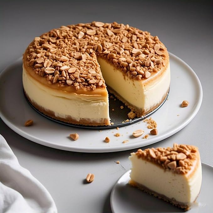 ANDY ANAND CHOCOLATIER Freshly Baked Peanut Cheesecake 9 | Real California Cream Cheese &amp Crunchy Peanut Bits | No Preservatives Cheesecake All-Natural Ingredients | Delicious &amp Creamy (2 l