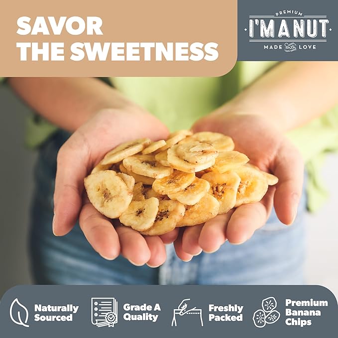 Premium Dried Banana Chips 64oz | Non-GMO Batch Tested Gluten &amp Peanut Free | Ethically Sourced for Guilt-Free Snacking | Fresh Crispy &amp Sweetened for Delicious Flavor
