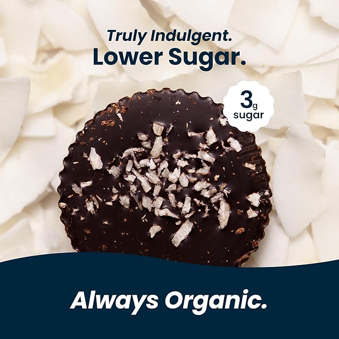 Chocxo Dark Chocolate Coconut Cups - Low in Sugar Organic 85% Cacao Non-GMO Keto Certified Gluten Free &amp Kosher. No Artificial Sweeteners or Sugar Alcohols 3.45 oz (Pack of 6)
