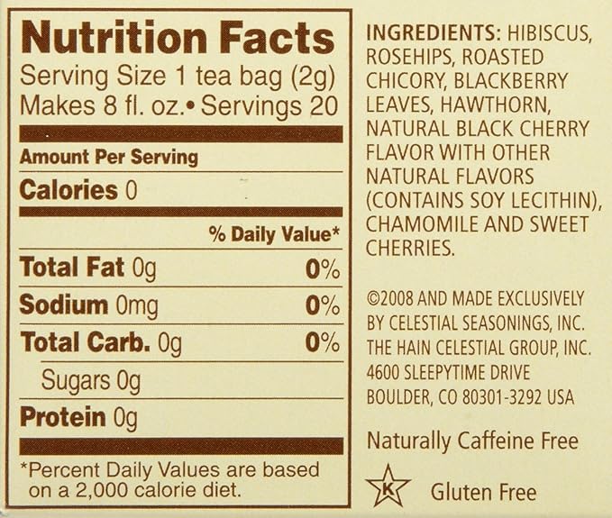 Celestial Seasonings Black Cherry Berry Tea Bags - 20 ct - 6 pk