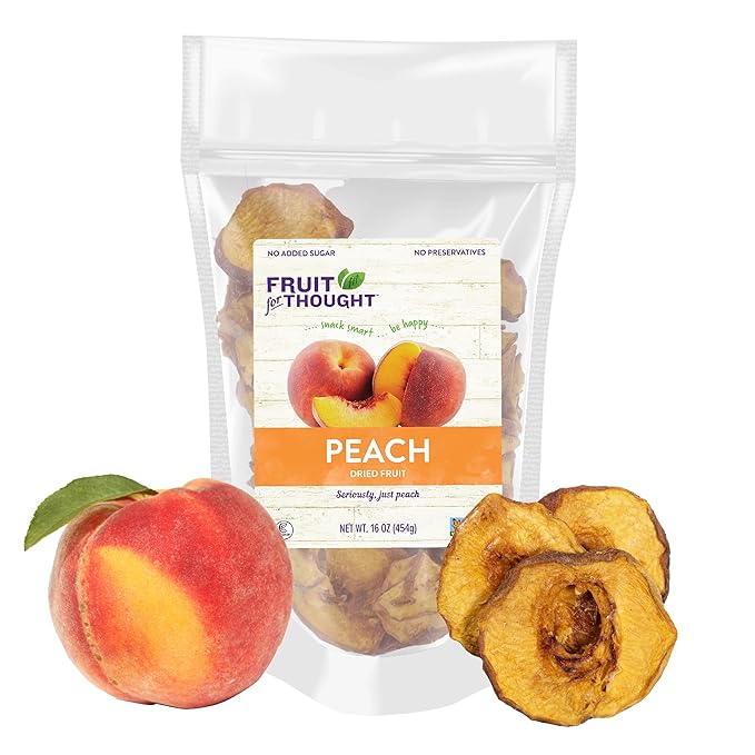 Fruit for Thought Dried Peaches | At Home Work or On The Go | Unsweetened Peaches | 16 Ounce Bags Pack of 2