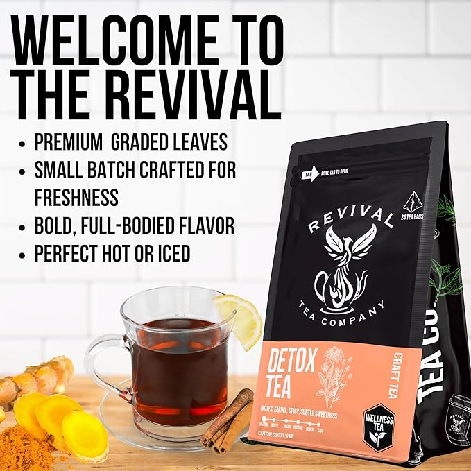 Revival Tea Company Herbal Tea - Hand Blended Craft Bold Flavor | Loose Leaf or Tea Bags | Organic and Caffeine Free (Loose Leaf Detox Tea)