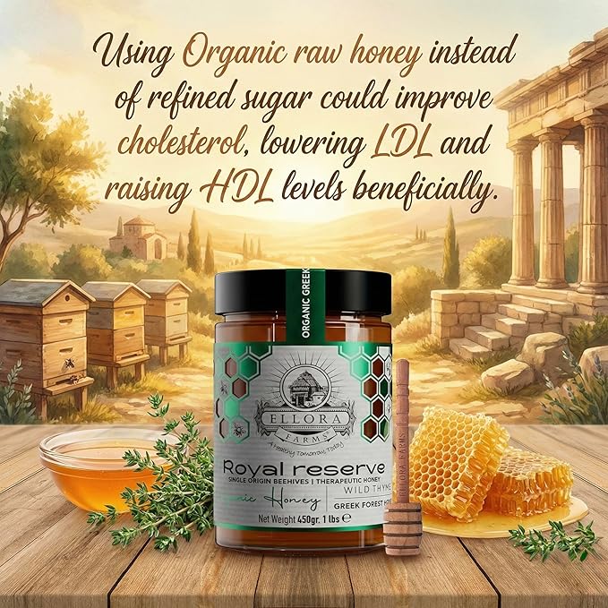 Ellora Farms Organic Honey Wild Thyme Organic Honey Raw Unfiltered Preservative and Additive Free 2025 Paris and Dubai Gold Awards Winner - 450 g