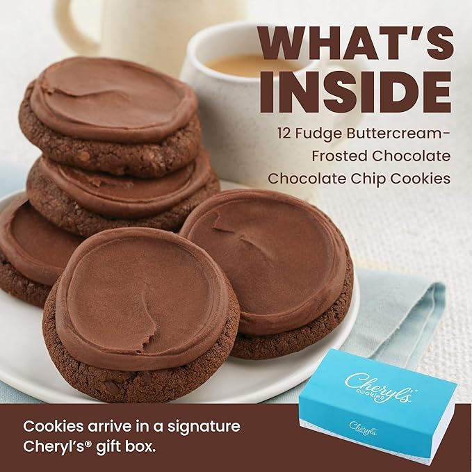 Cheryl's Cookies® Triple Chocolate Cookie Gift Box w/12 Soft &amp Chewy Chocolate Cookies Individually Wrapped in Gift Box Kosher For Any Occasion Family Friends Loved Ones Coworkers