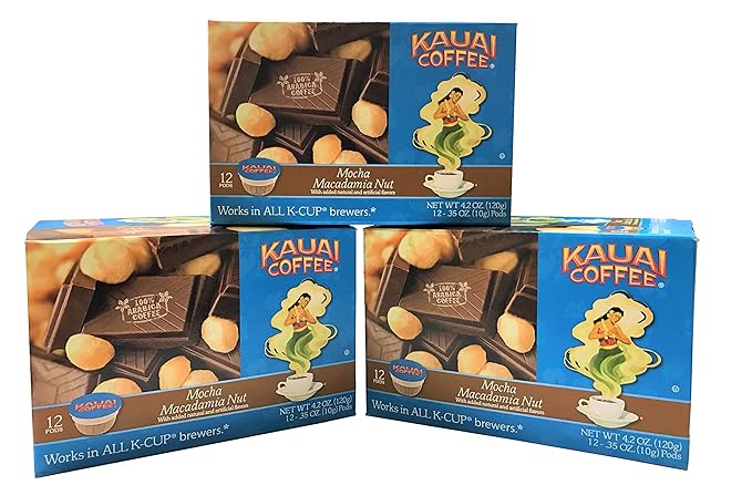 Kauai Coffee Single Serve Pods Mocha Macadamia Nut - Arabica Coffee from Hawaii's Largest Coffee Grower Keurig-Compatible Cups (36 Count)
