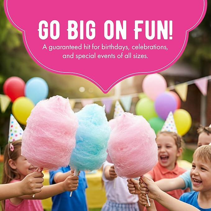 The Candery Cotton Candy Floss Sugar 32oz (2-Pack) Includes | Raspberry Blue and Strawberry | Plastic Reusable Jars | Easy Pour Spout or Scoop | 2 LBS Jars