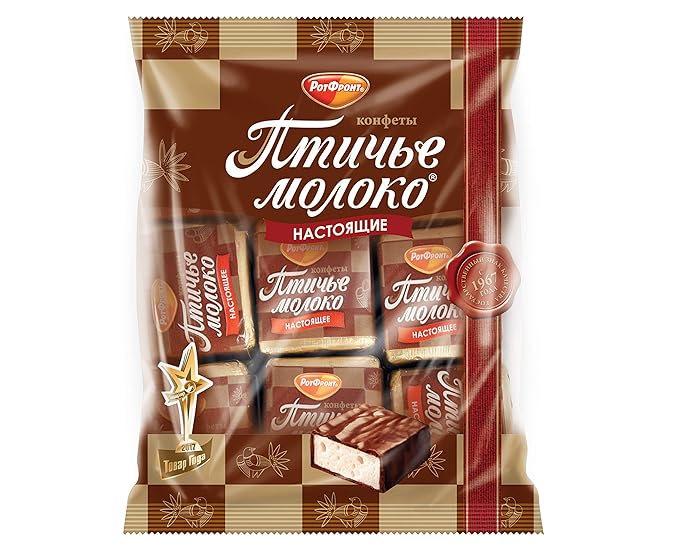 Krasnyi Oktyabr Chocolates Souffle Ptiche Moloko (Family Pack) BIRDS MILK VANILLA Gourmet Candy Bars 1kg/2.2lb Imported Russian Sweets