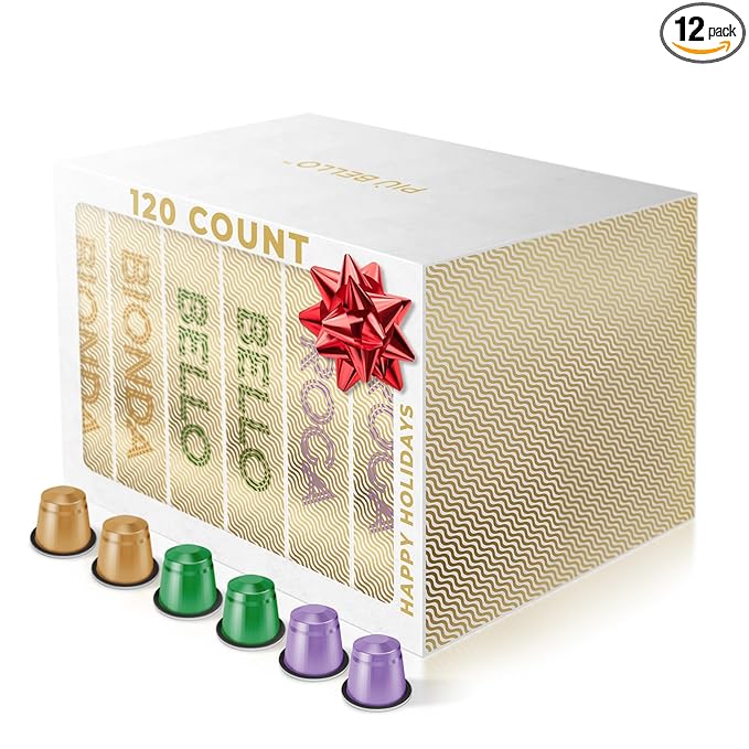 Piu Bello Espresso Coffee Pods for Nespresso Original Machines – Light Roast Variety Pack – 3 Flavors: Chocolate Nuts Sweet Caramel – Rich &amp Balanced Taste – Kosher Certified (3-Flavor Multipack
