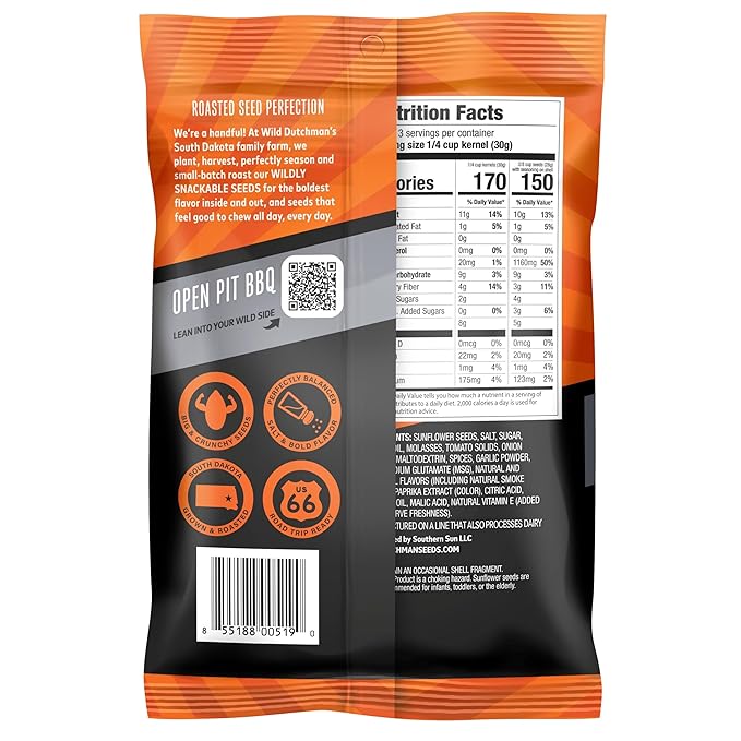 Wild Dutchman Roasted Sunflower Seeds in a Resealable Bag for Ultimate Freshness and an Easy Pour 6 Flavor Variety Snack Pack 5.5 oz (Pack of 6)