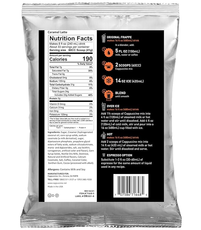 Cappuccine Caramel Latte Frappe Mix 3 Pound (Pack of 1)