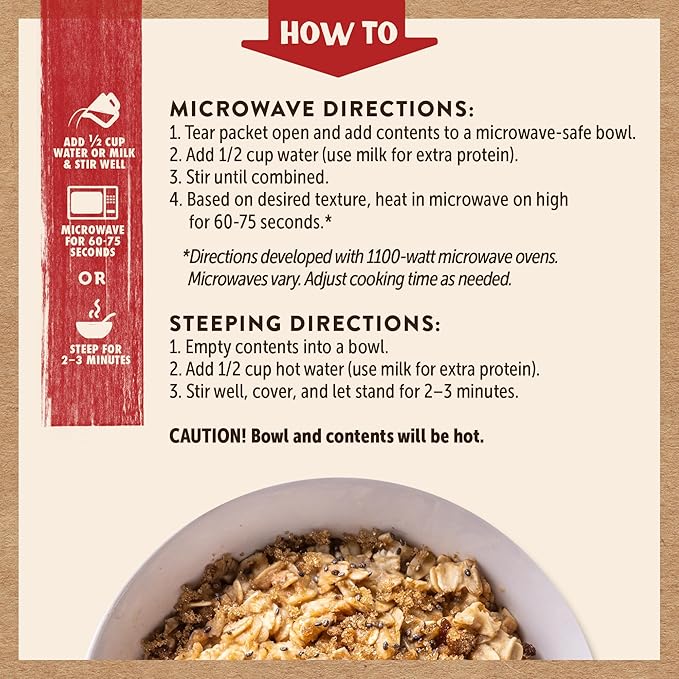 Kodiak Cakes Peak Instant Oatmeal Packets Maple Brown Sugar High Protein100% Whole Grains 6 box with 4 packets each (Total of 24 packets)