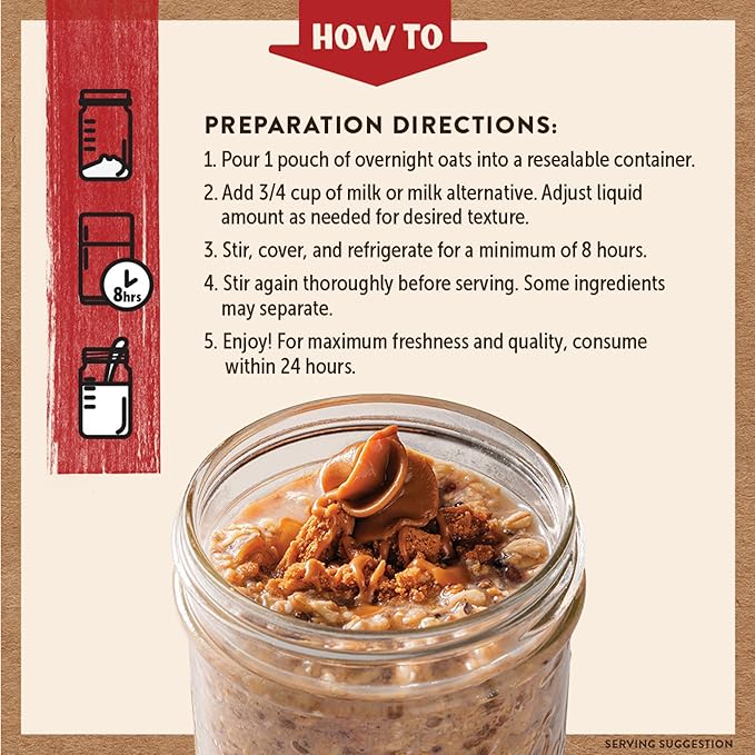 Kodiak Cakes Protein Overnight Oats Cookie Butter 9 pouches