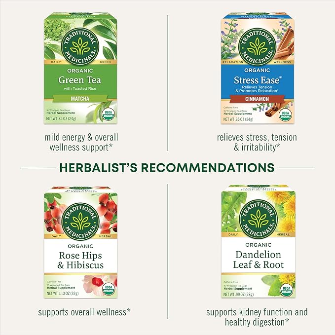 Traditional Medicinals Tea Organic Hawthorn &amp Hibiscus Promotes Heart Health 96 Tea Bags (6 Pack)