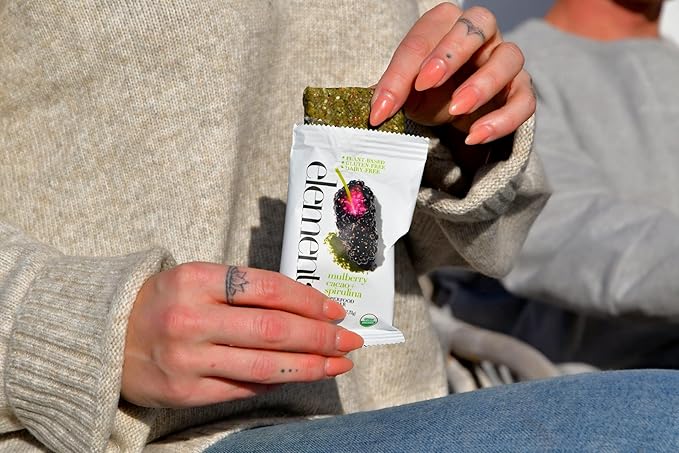 Elemental Superfood Seedbars Mulberry Cacao + Spirulina 1.8 Ounce - 12 Pack 100% Certified Organic Non-GMO Verified Gluten Free Dairy Free Plant Based