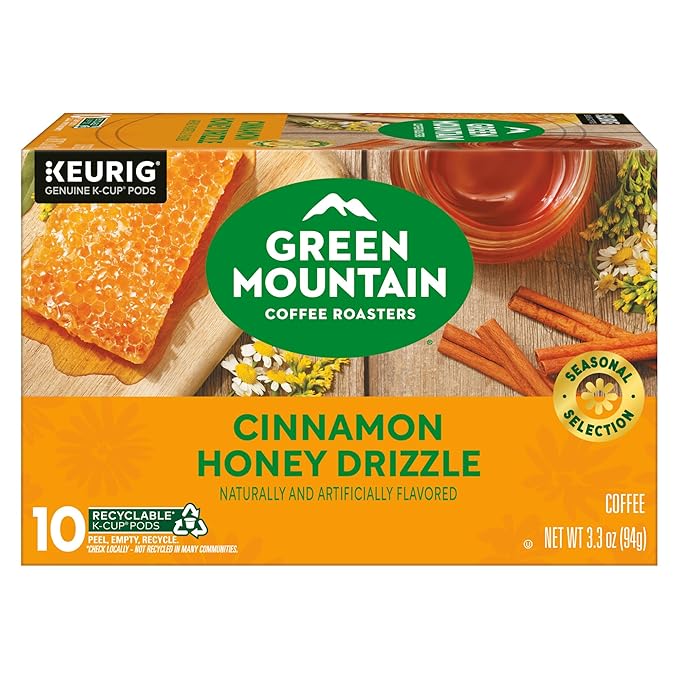 Green Mountain Coffee Roasters Cinnamon Honey Drizzle Single-Serve Keurig K-Cup Pods 6 Boxes of 10 (60 Count Total)