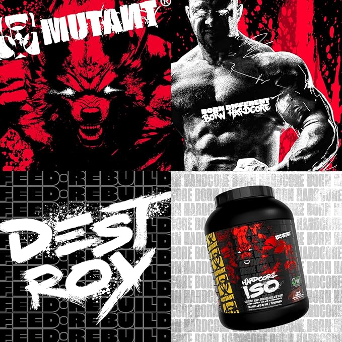 Mutant Hardcore ISO Whey Protein Isolate Powder Acts Fast to Help Recover Build Muscle Bulk and Strength 5 lb - Vanilla Ice Cream