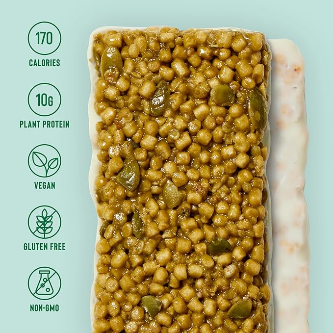 Mezcla Puff-Crispy Plant Based Protein Bars - Matcha Vanilla - Healthy Snacks for Adults &amp Matcha Latte Fans - Best School Travel Office Snacks - Gluten Free Vegan Non GMO 10g Protein - 12 Co