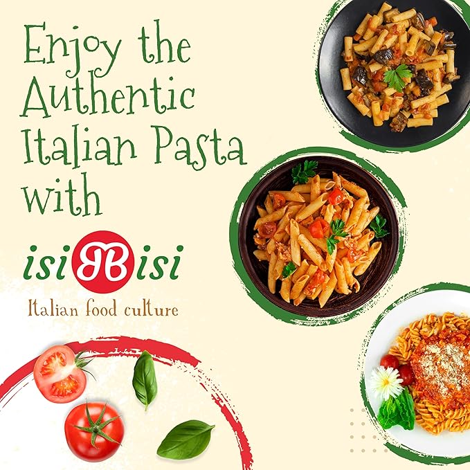 isiBisi Gluten-Free Pasta Sampler 6-Pack - Penne Rigatoni Spirali Noodles - Non GMO Vegan Made in Italy