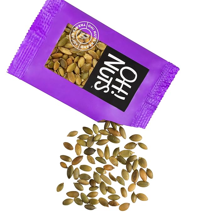 Oh! Nuts Pumpkin Seeds Roasted Salted Individual Nut Snacks for On-the-Go - 12 Convenient Nut Snacks for School - Bulk Nuts Variety - Individual Packs (1.5 oz Each)