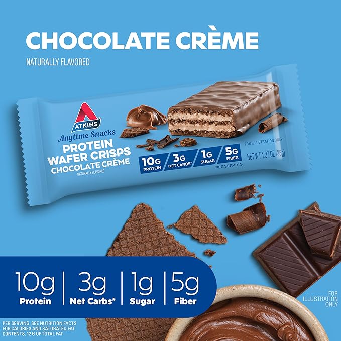 Quest Cookies &amp Cream Hero Protein Bar 18g Protein 12 Count and Atkins Chocolate Crème Protein Wafer Crisps 5g Net Carb 5 Count