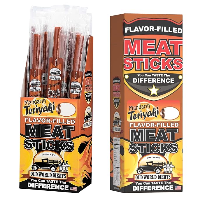 Old World Meats Meat Sticks 110 Calories Keto Low Carb 1g Sugar Fuelings 20 Pack 1 ounce sticks (Mandarin Teriyaki)