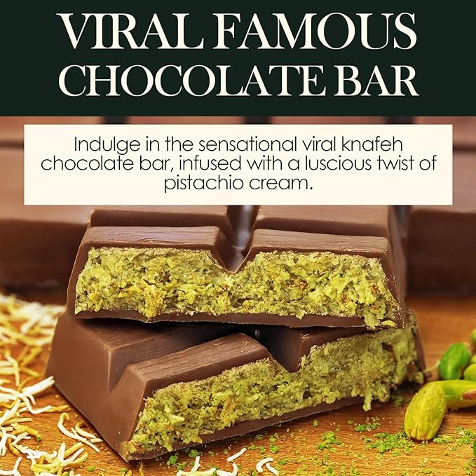 Dubai Chocolate Bar Pistachio Chocolate Knafeh Bar (7 Oz Pistachio)