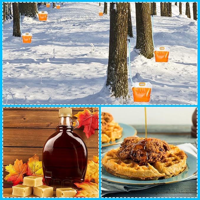 SiliFine 10 Sets Maple Syrup Tapping Kit Include 10 Taps 10 Pcs 3 ft Tubing 10 Pcs 5L Bags for Experts or Beginners Maple Birch Syrup Collection Supplies