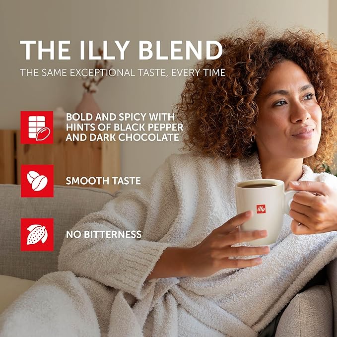 illy Whole Bean Coffee India Single Origin Dark Roast 100% Arabica Premium Italian Coffee Ideal for Espresso Drip Moka and French Press Brewing 8.8oz 6 Pack