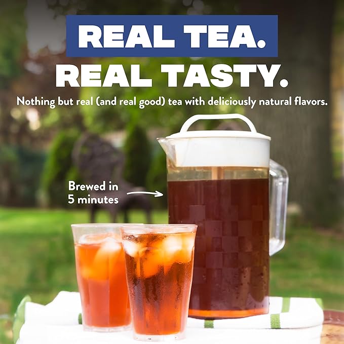 HTeaO Blueberry Green Tea Packets– Makes 8 Gallons of Naturally Sweet Tea in 5 Minutes – Large Tea Sachets for Parties Family Gatherings &amp Groups – Texas-Style Iced Tea Packets for Quick Brew (1