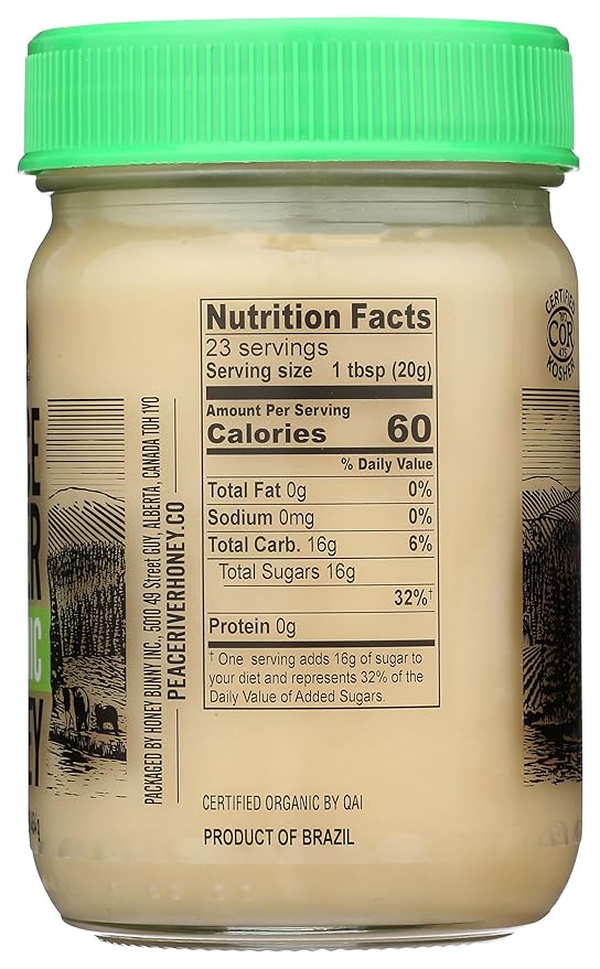 Peace River Creamed Organic Honey Kosher Gluten Free 16 Ounce (Pack of 6)