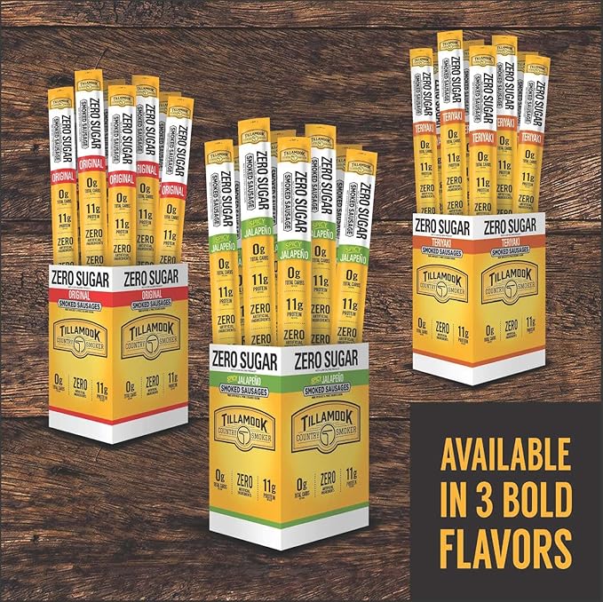 Tillamook Country Smoker Keto Friendly Zero Sugar Smoked Sausages Original 1.25 Ounce 24 Count
