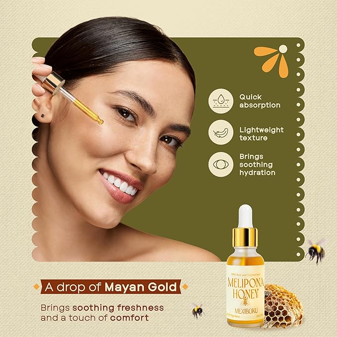 Jimerito Stingless Bee Melipona Honey Drops 30ml – 100% Pure and Unprocessed – Ancestral Mayan Honey from Yucatán Peninsula