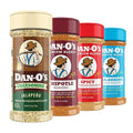 Dan-O's 4 Bottle Seasoning Set Small Bottles 4 Pack Includes Spicy Chipotle SEA-soning and Jalapeño Cheesoning Seasonings Sugar Free Zero Calorie Seasoning Kit for Meat Popcorn or Sauce