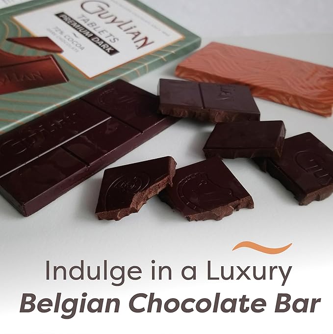 Easter Dark Chocolate Candy Bar by GuyLian 3.53oz Premium Belgian 72% Cocoa Gourmet Chocolate Tablet Easter Basket Stuffers for Adults Gifts (12 bars)