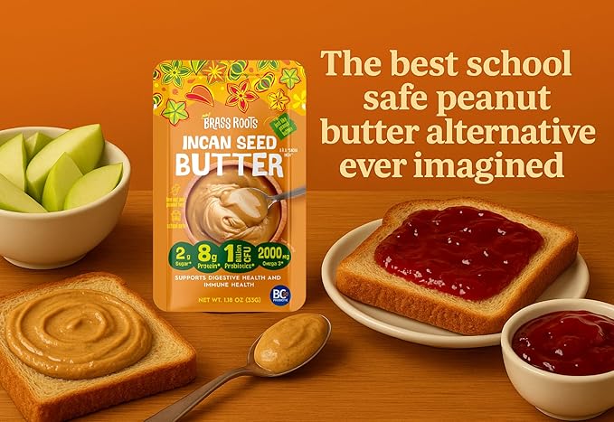 Brass Roots - Incan Seed Butter - Single Serving Grab n Go (10 Pack) - Peanut Butter Alternative - School Safe - Top 9 Allergy Free - Supports Gut Health